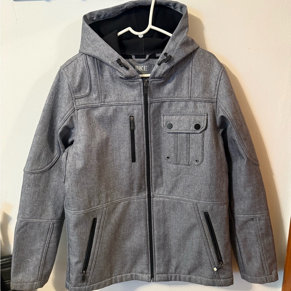 Buckle-Down Men's Heather Gray Hooded Shirt Jacket